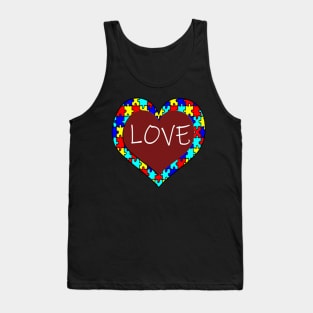 Autism Mom, Family & Teacher Puzzle Love Quote Autistic Awareness Gifts Tank Top